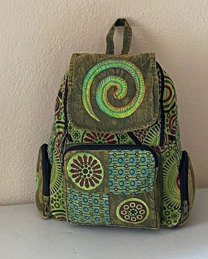 Stonewashed Patchwork Cotton Backpack