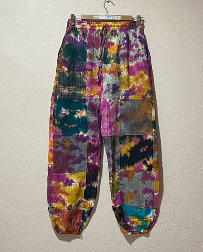 Tie Dyed Patchwork Cotton Trousers