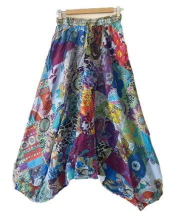 Stonewashed Cotton Patch Harem Trousers