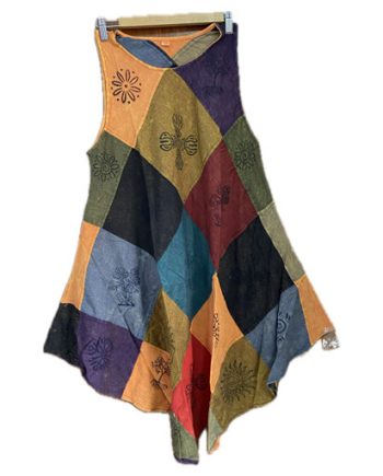 Loose Style Patchwork Cotton Dress