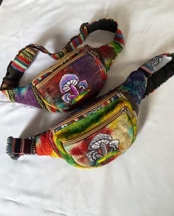Mushroom Embroidery Hemp Belt Bags