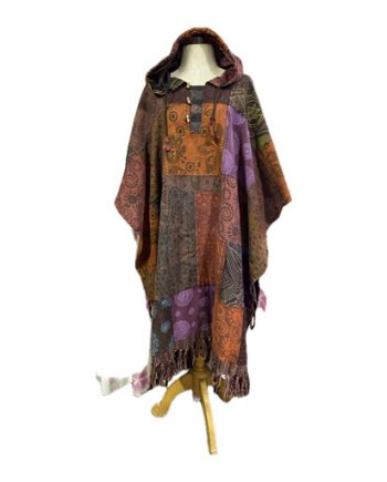 Full Patchwork Cotton Long Ponchos