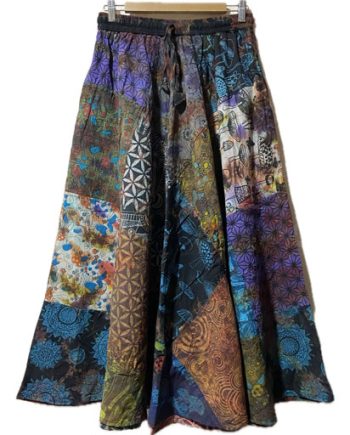 Patchwork Tie Dyed Cotton Long Skirts