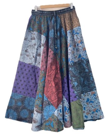 Full Patchwork Cotton Long Skirt