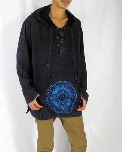 Enzyme Wash Men Hooded Kurtha