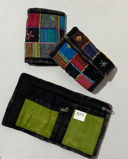Stonewashed Patchwork Cotton Wallets