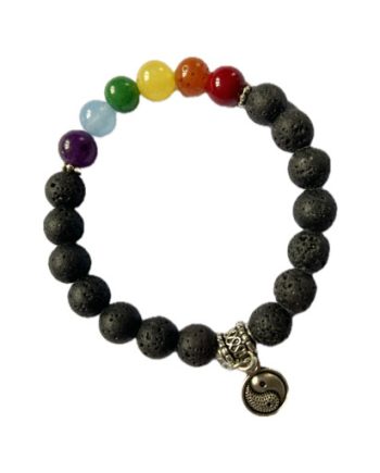 Seven Chakra Lava Charm Bracelet
