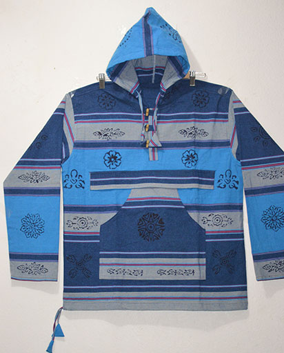 Block Print Cotton Hoodie