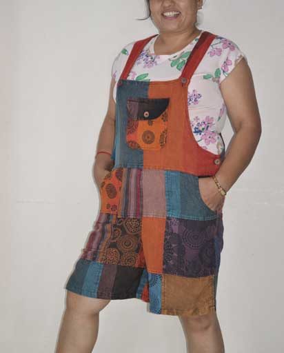 Patchwork Short Cotton Jumpsuits