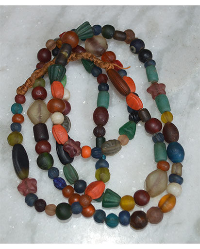 Old Colored Glass Beads Necklace